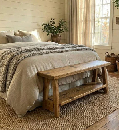 Handmade Rustic Reclaimed Wooden Bed End Bench, various sizes